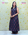 Black Blossom Semi Linen Co-Ord Set – Side View | DD1018 | Dritha Designs