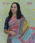 Pink Semi Modal Mirror Work Silk Saree – Close-Up | DD1001 | Dritha Designs