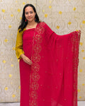 Rani Pink Georgette Salwar Material with Designer Dupatta DD1200 for women by Dritha Designs – Unstitched ethnic wear full view