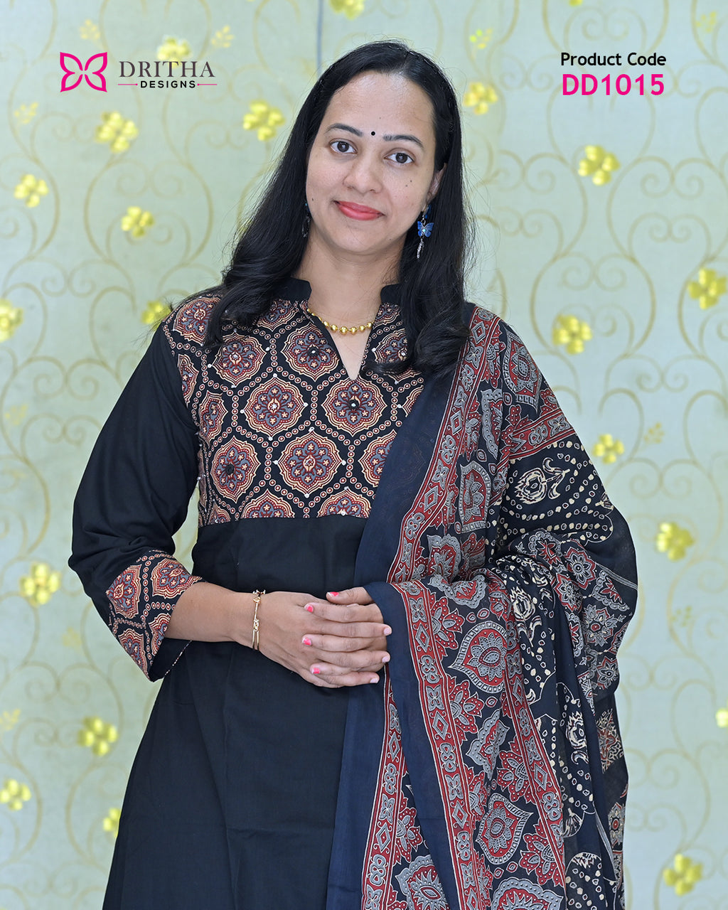 Black Cotton Salwar Set – Close-Up | DD1015 | Dritha Designs