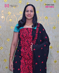 Women's Black Georgette Unstitched Salwar Suit Material with Red Embroidery - DD1002 | Dritha Designs