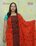 Women's Orange Georgette Unstitched Salwar Suit Material with Black Embroidery - DD1002 Dupatta View | Dritha Designs